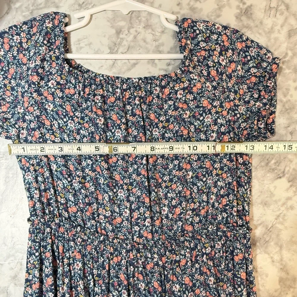OshKosh B'gosh Navy Floral Casual Girls Dress with Pink and White Flowers